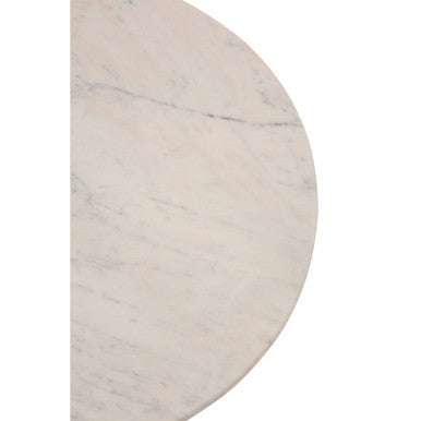Amira White Carrara Marble Side Table with Gold Stainless Steel Base