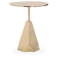 Amira Gold Stainless Steel Side Table with Geometric Base