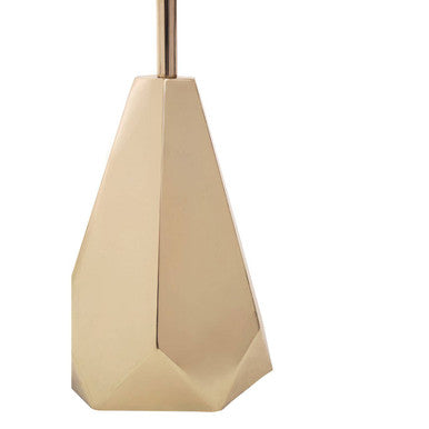 Gold Round Side Table with Geometric Base, Amira