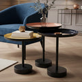 Amira Gold Pink and Black Metal Tray Table Set of 3 with Enamel Tops