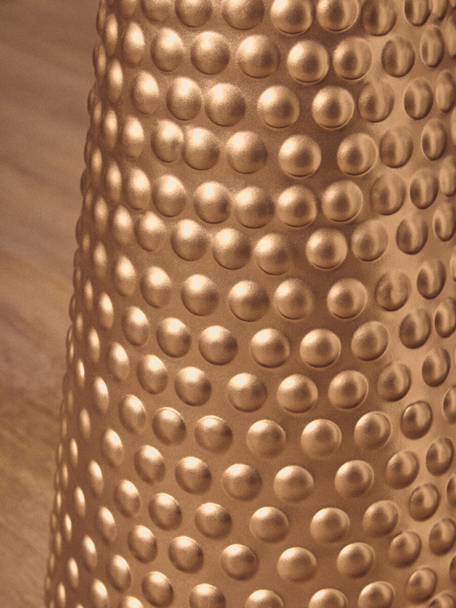 White Tabletop Side Table with Chunky Hammered Gold Base, Amira