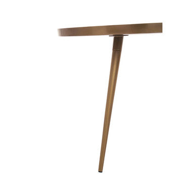 Blue Enamel Nest of Two Side Tables with Gold Finish Metal Frame, Amira