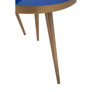 Blue Enamel Nest of Two Side Tables with Gold Finish Metal Frame, Amira