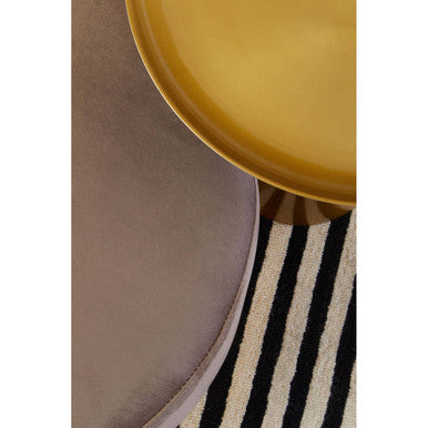 Gold Finish Aluminium Round Side Table with Pedestal Base and Raised Edge Top, Pali