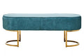 Zamora Teal Velvet Bench with Gold Finish Base