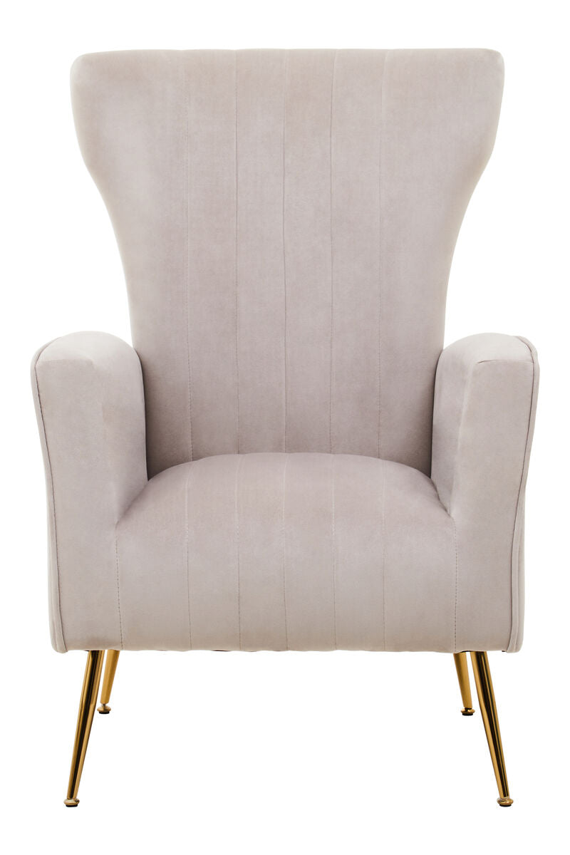 Zamora Mink Velvet Accent Chair with Gold Finish Legs