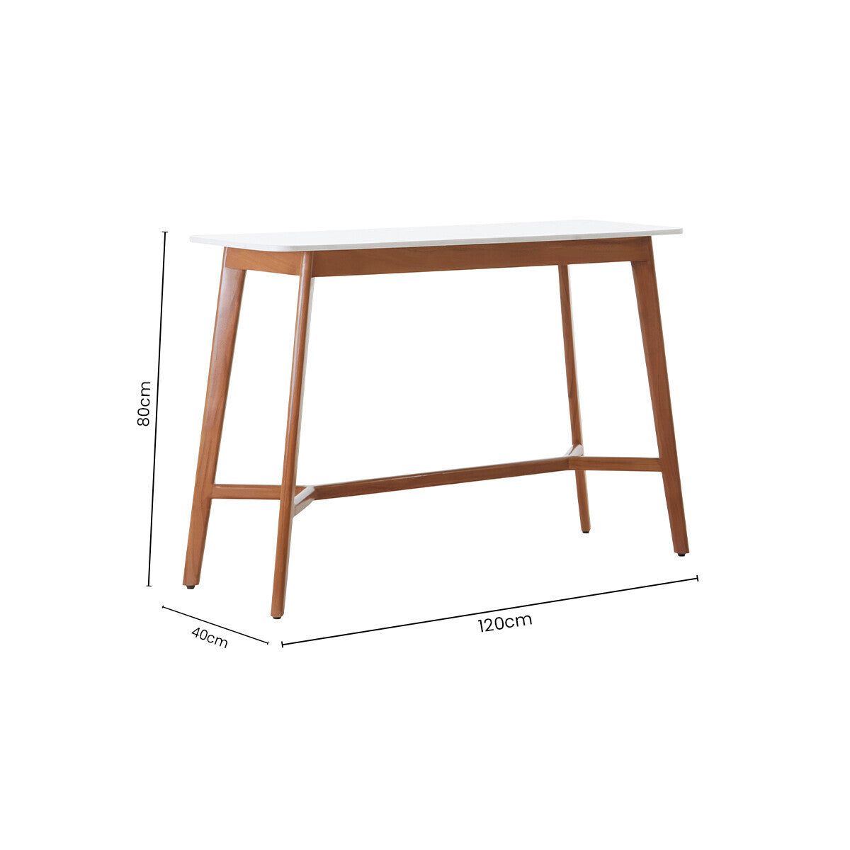 White Marble Top Console Table with Sustainable Acacia Wood Base, Myan