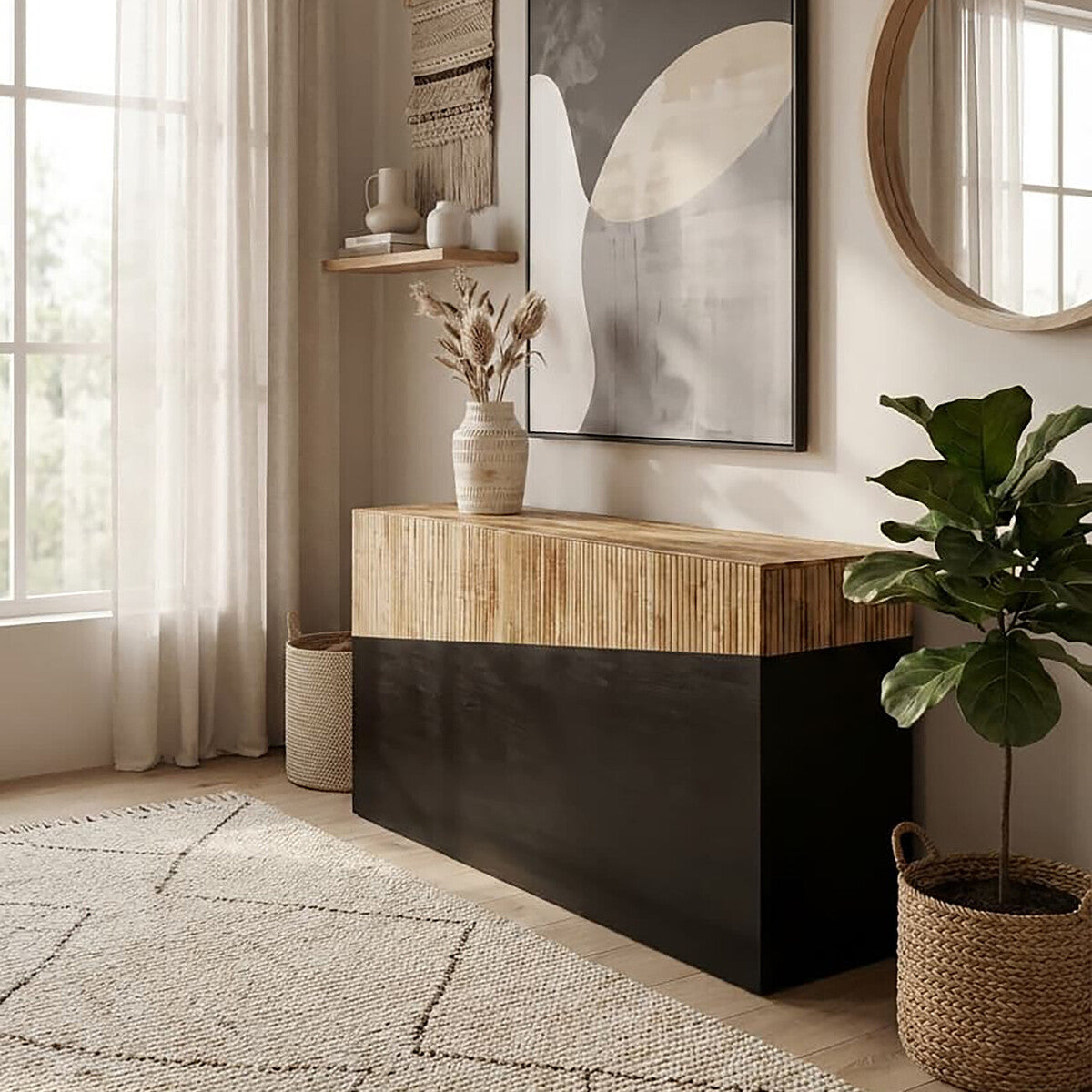 Console Table with Black Finish, Gabor