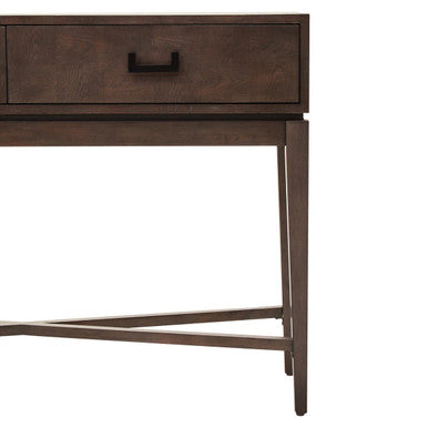 Antique Grey 2-Drawer Console Table with Black Metal Rectangular Handles, Dimaro