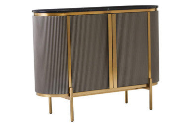 Dervio Grey Two Door Sideboard with Black Marble Top