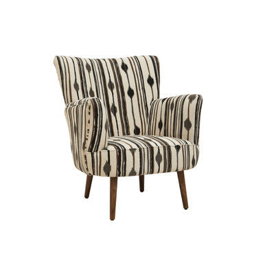 Cefena Black and White Cotton Armchair with Flared Arms