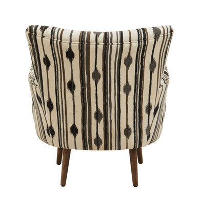 Cefena Black and White Cotton Armchair with Flared Arms