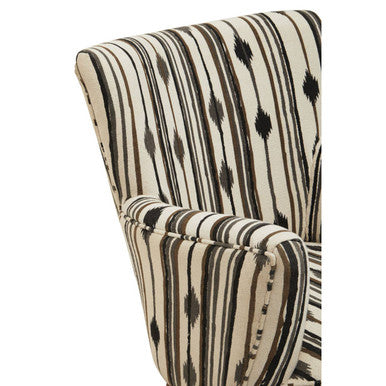 Cefena Black and White Cotton Armchair with Flared Arms
