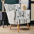Cefena Black and White Cotton Armchair with Flared Arms