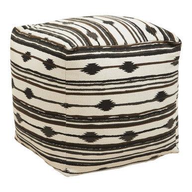 Cefena Black and White Ikat Square Pouffe