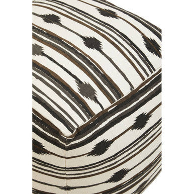 Cefena Black and White Ikat Square Pouffe