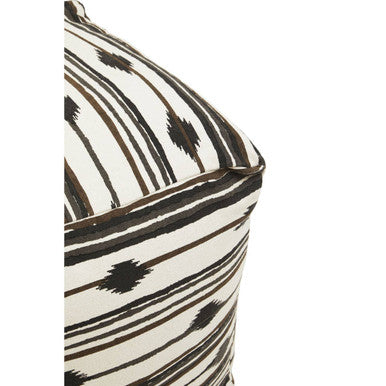 Cefena Black and White Ikat Square Pouffe