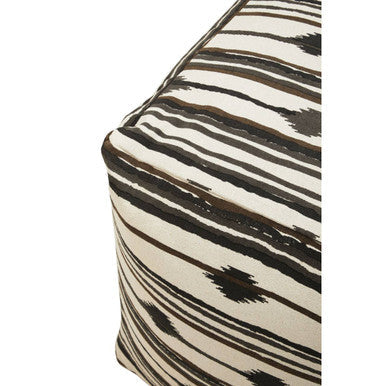Cefena Black and White Ikat Square Pouffe