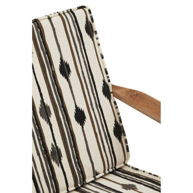 Cefena Black and White Cotton Armchair with Angular Mango Wood Frame