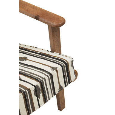 Cefena Black and White Cotton Armchair with Angular Mango Wood Frame