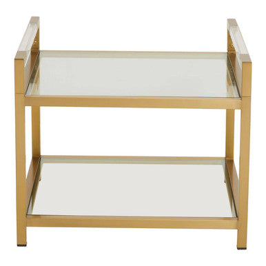 Matte Gold End Table with Clear Glass Top, Vogue