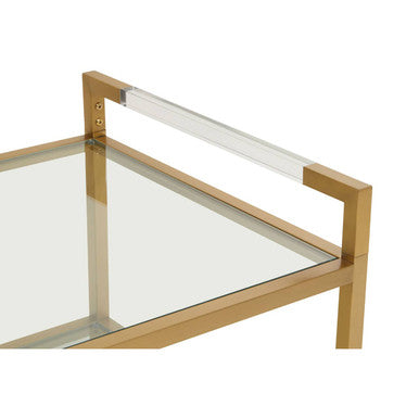 Matte Gold End Table with Clear Glass Top, Vogue