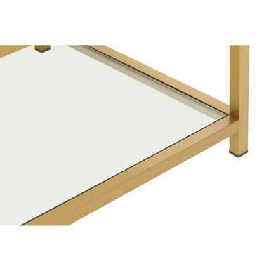 Matte Gold End Table with Clear Glass Top, Vogue