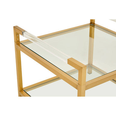Matte Gold End Table with Clear Glass Top, Vogue