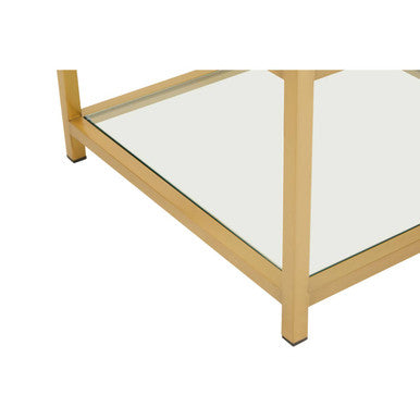 Matte Gold End Table with Clear Glass Top, Vogue