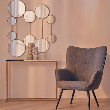 White and Black Marble Console Table with Warm Metallic Frame, Corra
