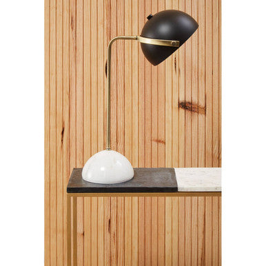 White and Black Marble Console Table with Warm Metallic Frame, Corra