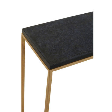 White and Black Marble Console Table with Warm Metallic Frame, Corra