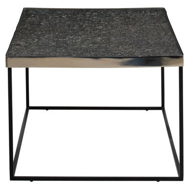 Silver Metal Rectangular Top Coffee Table with Black Interconnected Legs, Akola