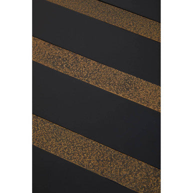 Black and Gold Striped Acacia wood Round Coffee Table with Interconnected Metal Legs, Aris