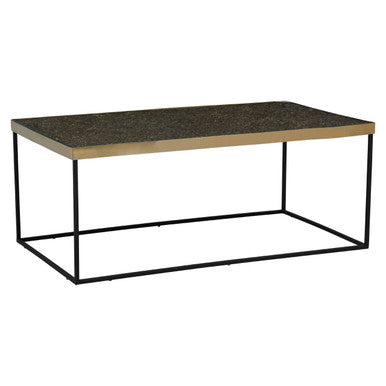 Gold Finish Coffee Table with Black Metal Frame, Akola