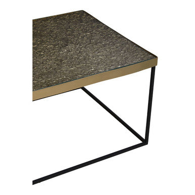 Gold Finish Coffee Table with Black Metal Frame, Akola