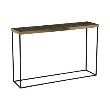 Gold Finish Console Table with Black Metal Frame, Akola