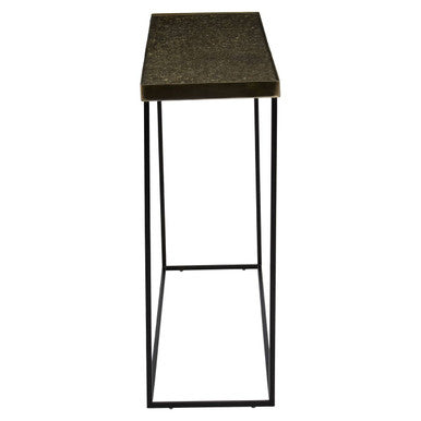 Gold Finish Console Table with Black Metal Frame, Akola