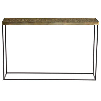 Gold Finish Console Table with Black Metal Frame, Akola