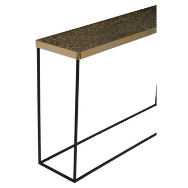 Gold Finish Console Table with Black Metal Frame, Akola
