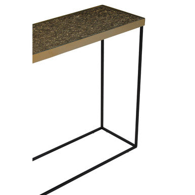 Gold Finish Console Table with Black Metal Frame, Akola