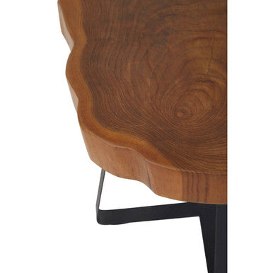 Solid Teak Wood Top Side Table in Black and Natural Finish, Manado
