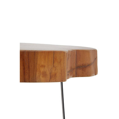 Solid Teak Wood Top Side Table in Black and Natural Finish, Manado