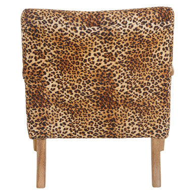 Cefena Leopard Print Fabric Chair with Mango Wood Frame