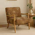 Cefena Leopard Print Fabric Chair with Mango Wood Frame