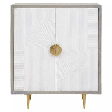 Sareel Cream and Grey Mango Wood Two Door Cabinet