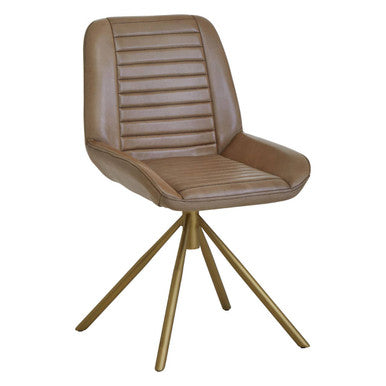 Buffalo Grey Genuine Leather Chair with Gold Finish Legs