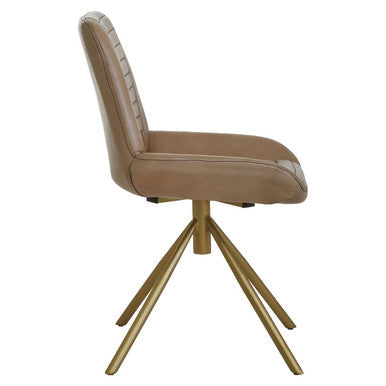 Buffalo Grey Genuine Leather Chair with Gold Finish Legs