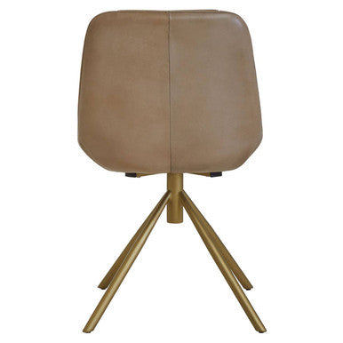 Buffalo Grey Genuine Leather Chair with Gold Finish Legs