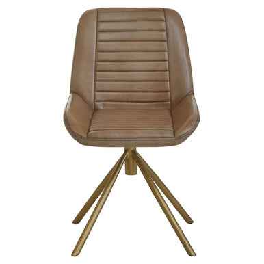 Buffalo Grey Genuine Leather Chair with Gold Finish Legs